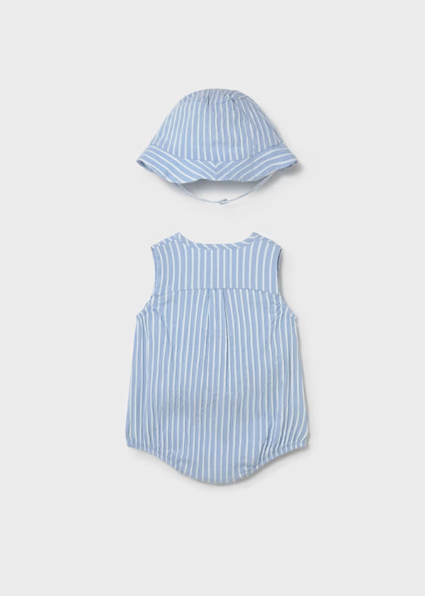 Mayoral Sky Stripe Romper & Hat