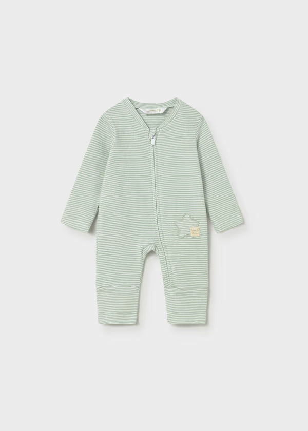 Mayoral Seaweed Stripe Zipper Romper