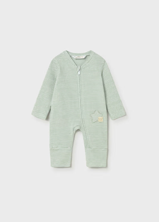 Mayoral Seaweed Stripe Zipper Romper