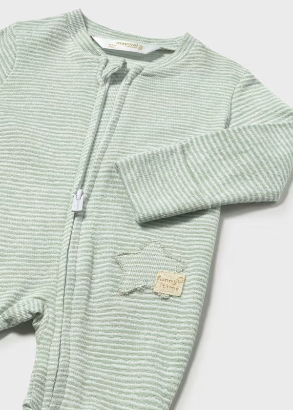 Mayoral Seaweed Stripe Zipper Romper