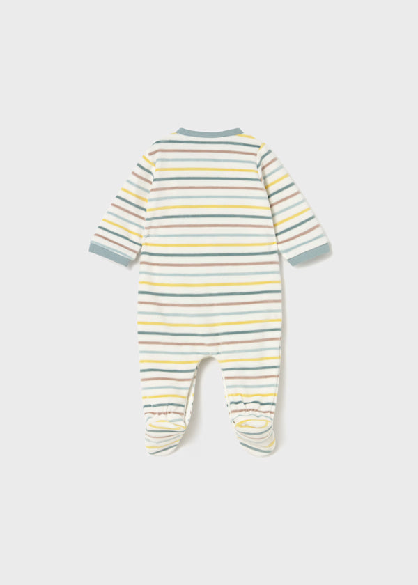Mayoral Velour Dino Stripe Footie