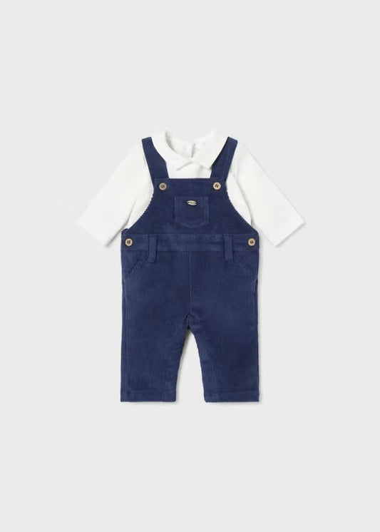 Mayoral Blueberry Corduroy Overall Set