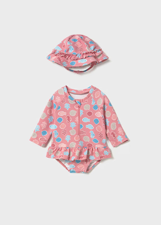Mayoral Seashell Swimsuit & Hat