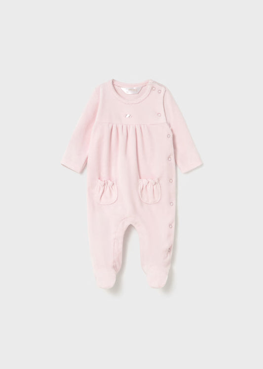 Mayoral Baby Pink Velour Footie