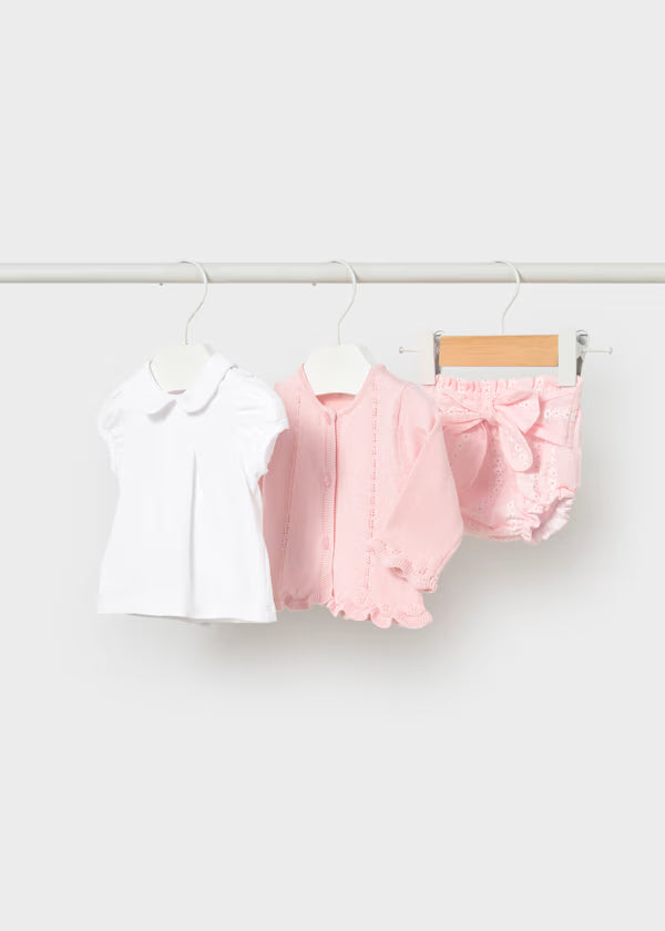 Mayoral Light Pink Flower Sweater Set