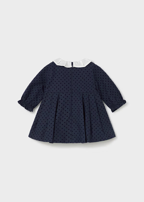 Mayoral Navy Swiss Dot Smocked Dress