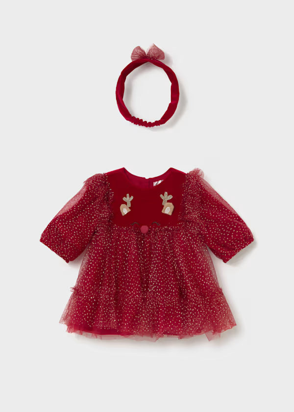 Mayoral Red Tulle Reindeer Dress