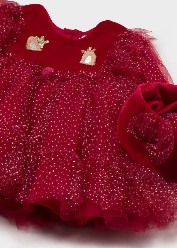 Mayoral Red Tulle Reindeer Dress