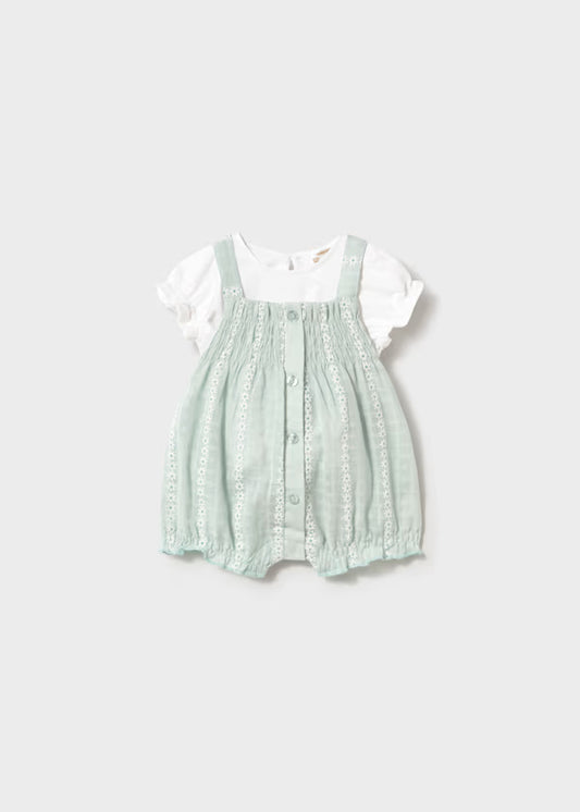 Mayoral Mint Flower Overall