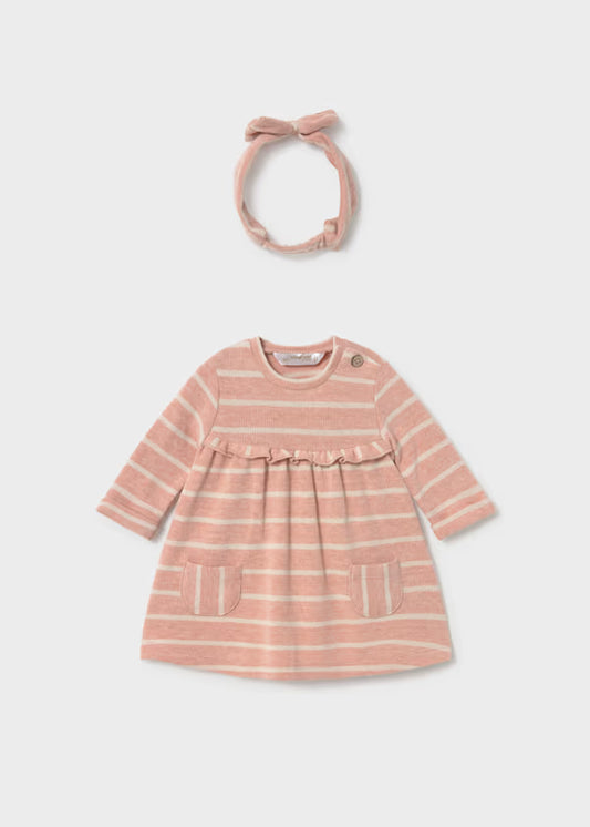 Mayoral Nude Stripe Dress & Headband