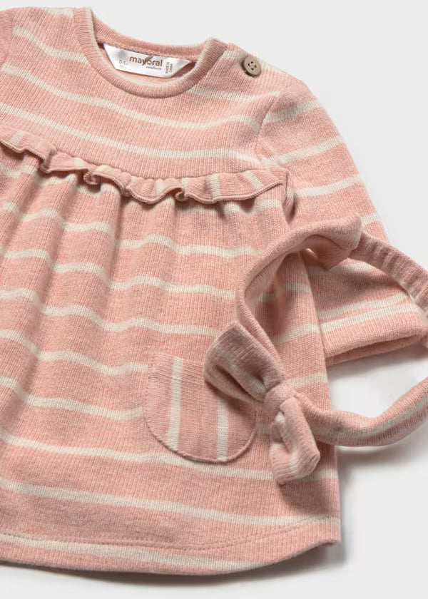 Mayoral Nude Stripe Dress & Headband