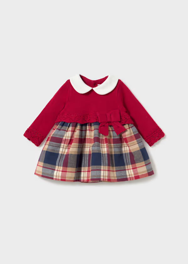 Mayoral Red Sweater Plaid Dress