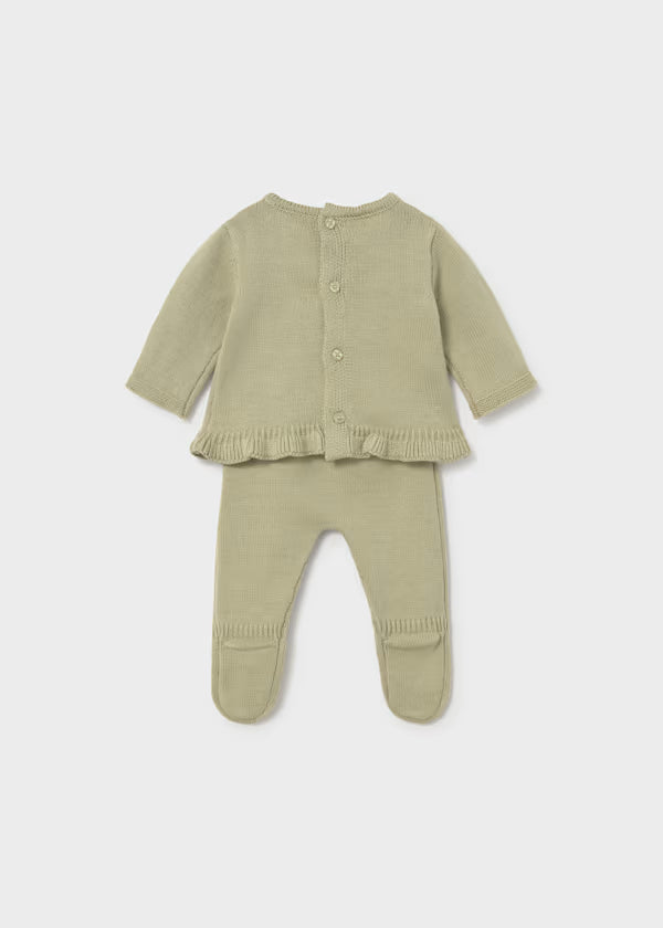 Mayoral Bay Leaf Embroidered Knit Set
