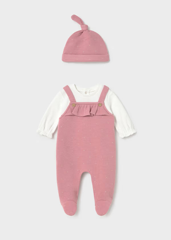 Mayoral Rose Ruffle Overall & Hat