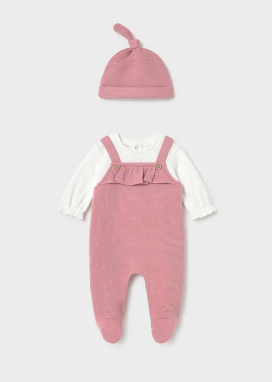 Mayoral Rose Ruffle Overall & Hat