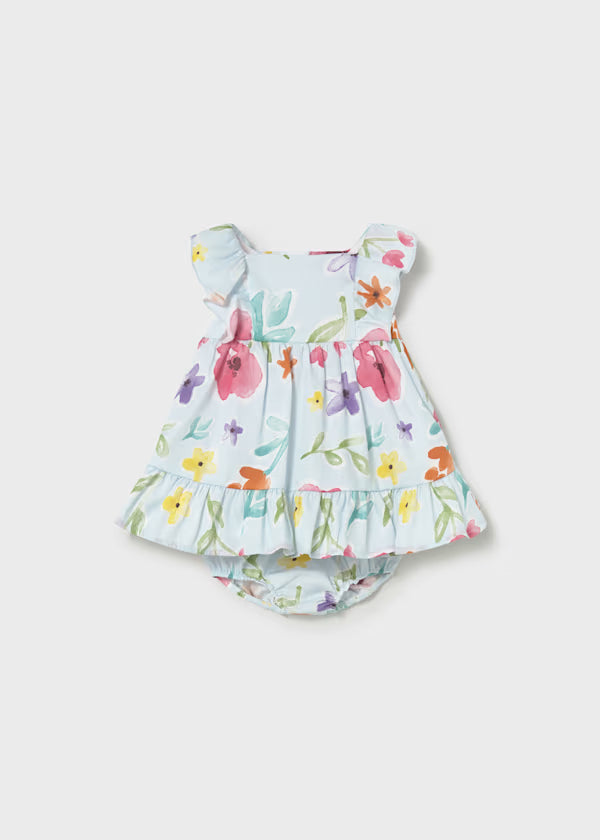 Mayoral Hawaii Blue Floral Print Dress & Bloomer