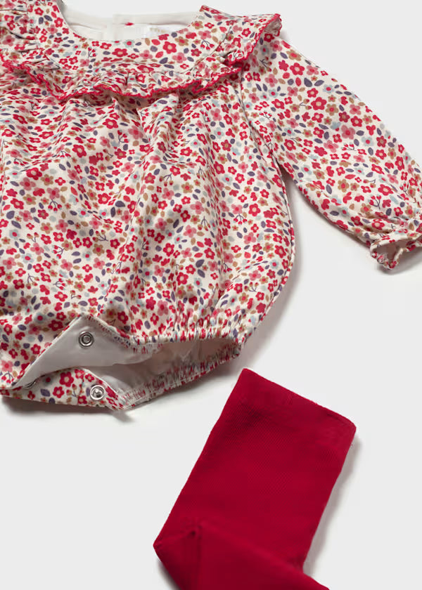 Mayoral Red Floral Romper & Tight Set