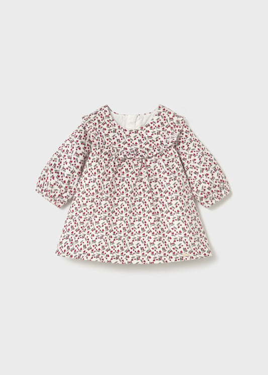 Mayoral Printed Red Floral Velvet Dress