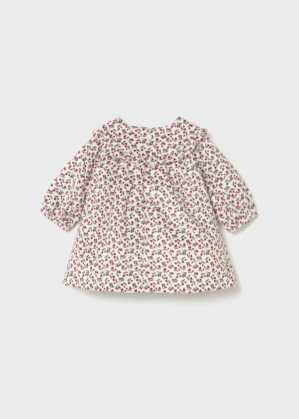 Mayoral Printed Red Floral Velvet Dress