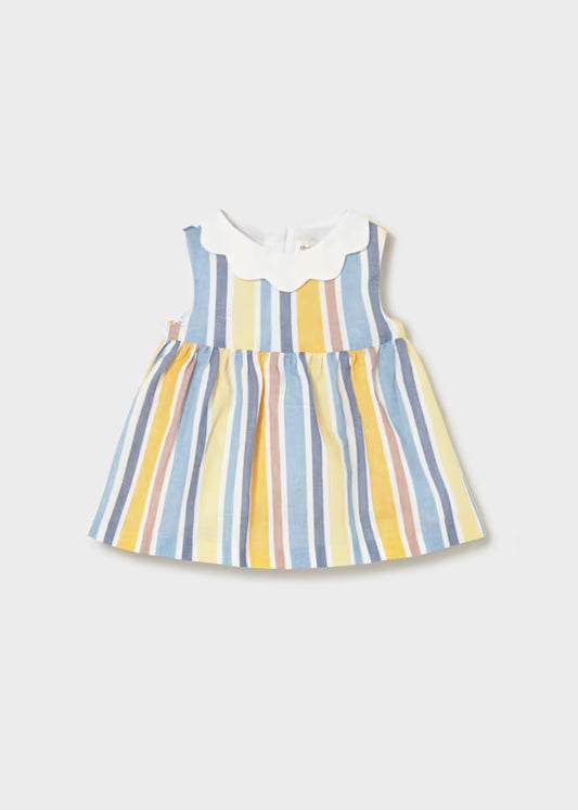 Mayoral Yellow Stripe Scalloped Dress