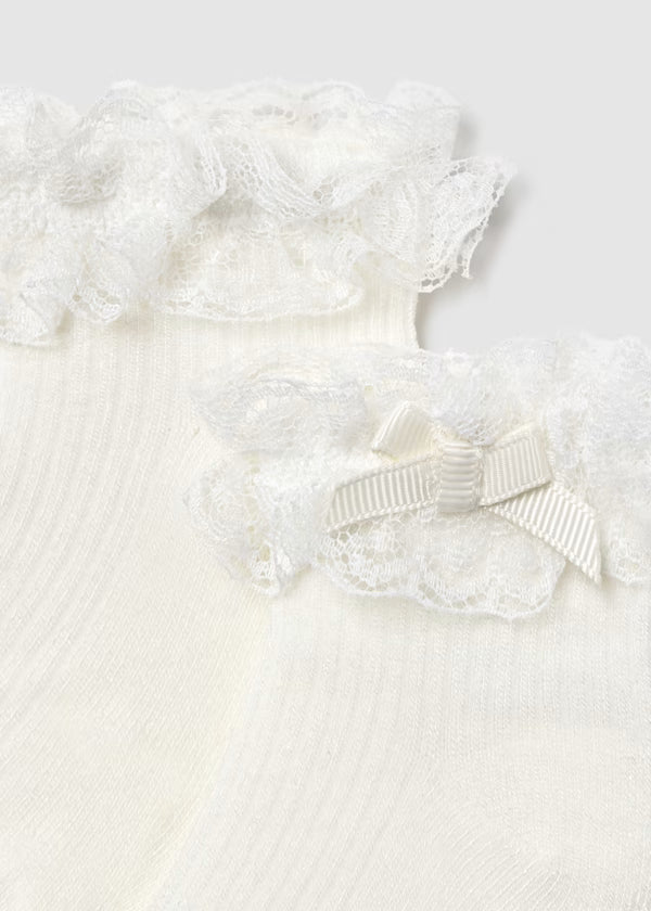 Mayoral Ivory Frilly Sock