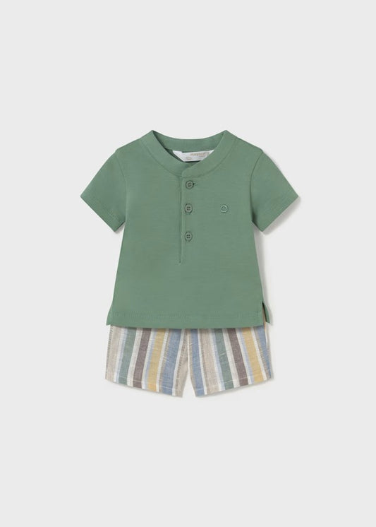 Mayoral Broccoli Stripe Henley Set