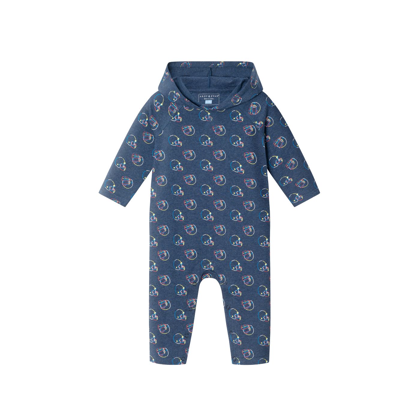 Andy & Evan Navy Hooded Football Romper