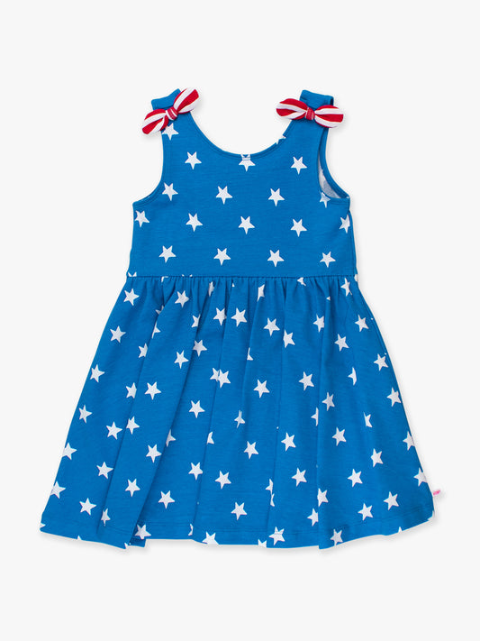 RuffleButts Stars & Stripe Tie Shoulder Twirl Dress