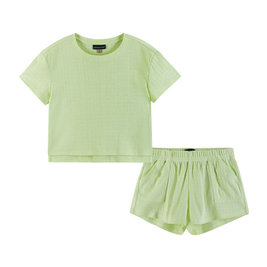 Andy & Evan Light Green Pointelle Short Set