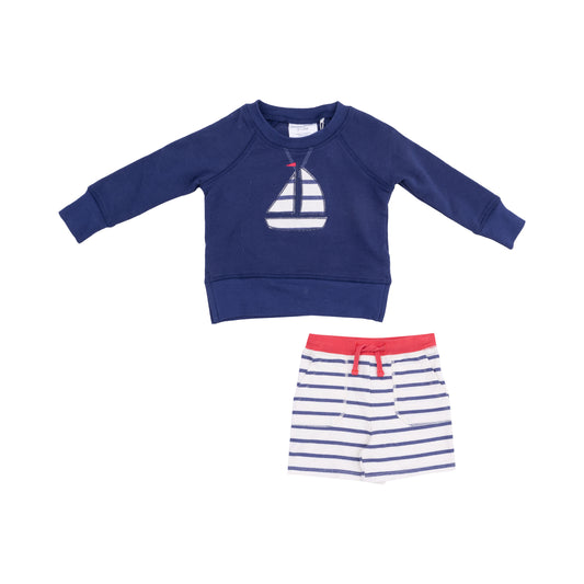 Angel Dear Sailboat Applique Sweatshirt & Short Set