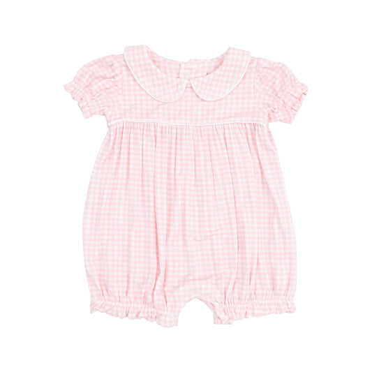 Angel Dear Pink Gingham Puff Sleeve Romper