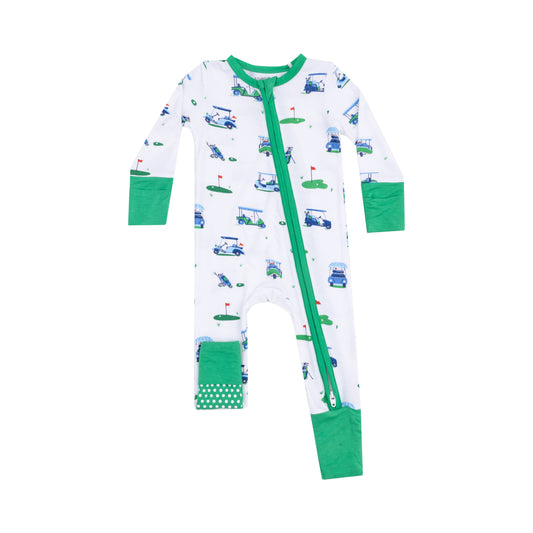 Angel Dear Vintage Blue Golf Cart Zipper Romper