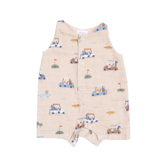 Angel Dear Golf Cart Cutie Oatmilk Sleeveless Romper