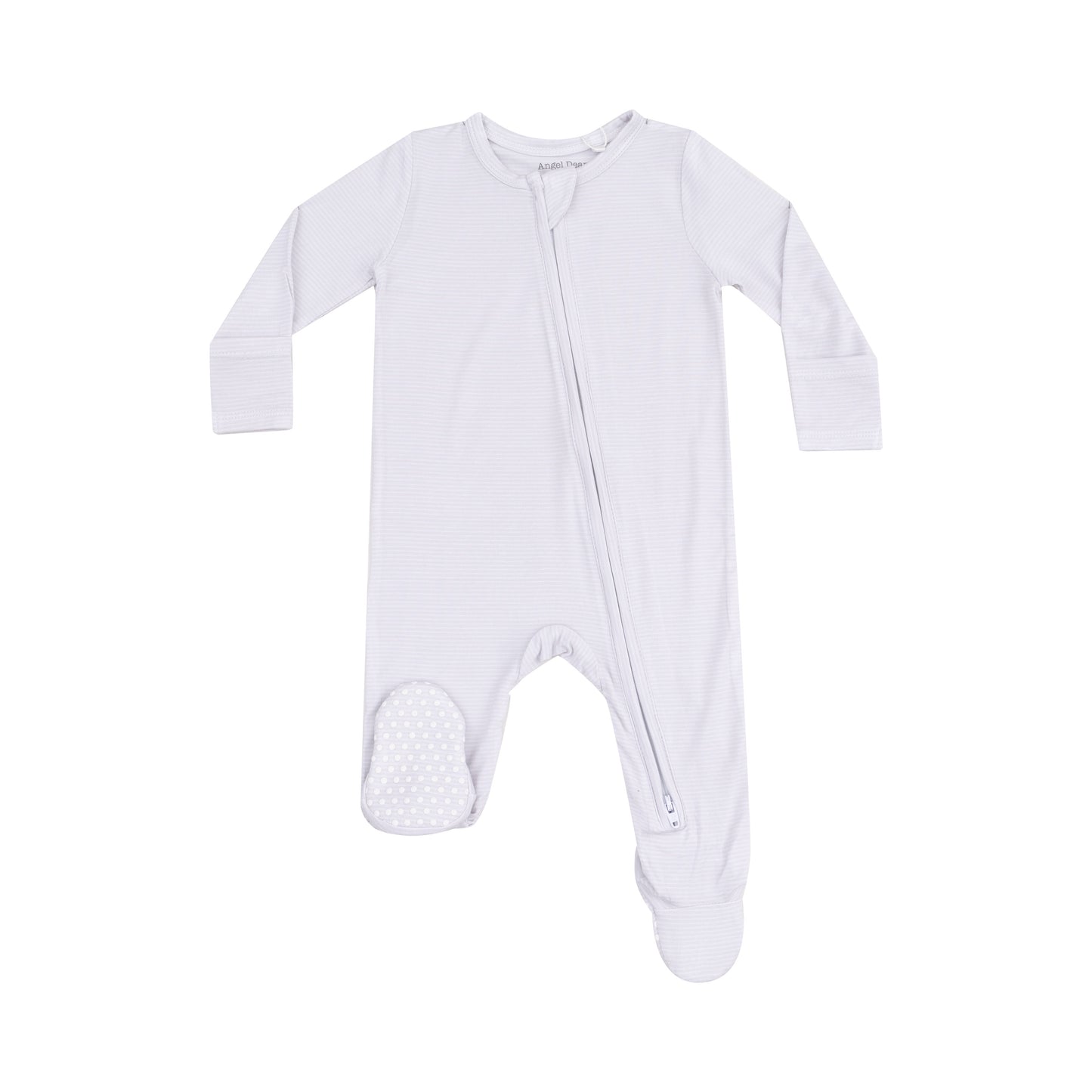 Angel Dear Stripe Classic Grey Zipper Footie