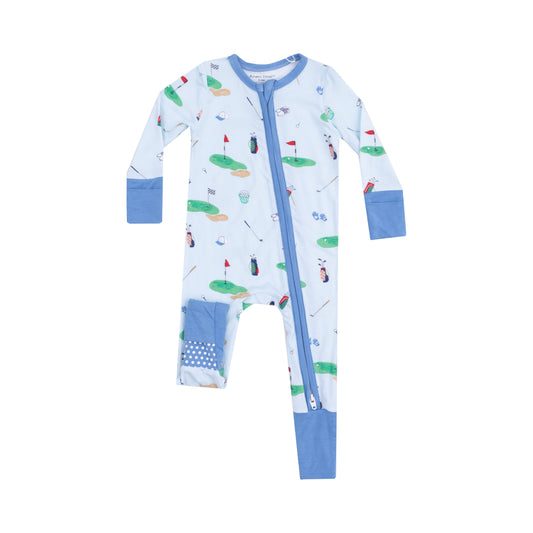 Angel Dear Blue Golf Things Zipper Romper