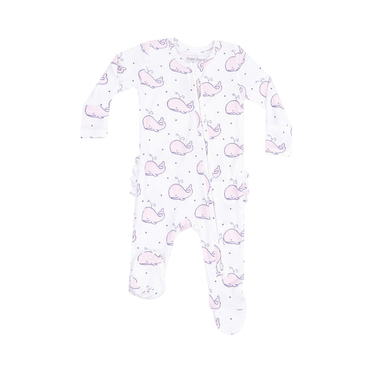 Angel Dear Bubbly Whale Pink Zipper Footie