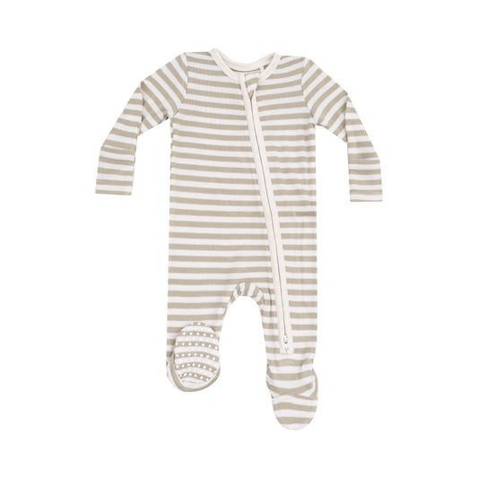 Angel Dear Sage Stripe Zipper Footie