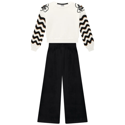 Nanai Crochet Sleeve Knit Top & Pant
