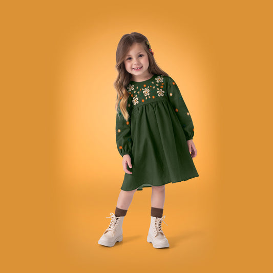 Nanai Jungle Green Embroidered Dress