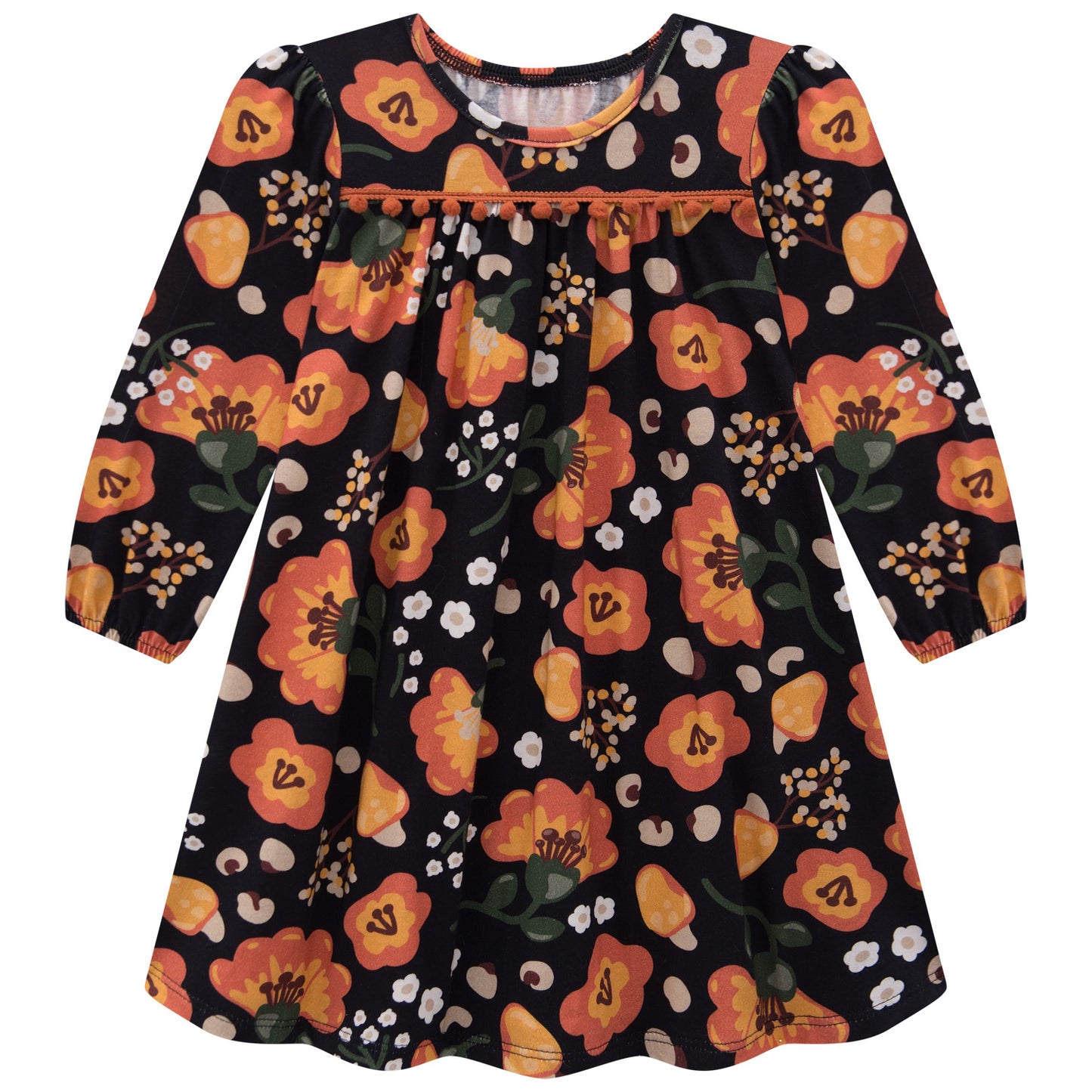 Nanai Black Floral Pom Pom Dress