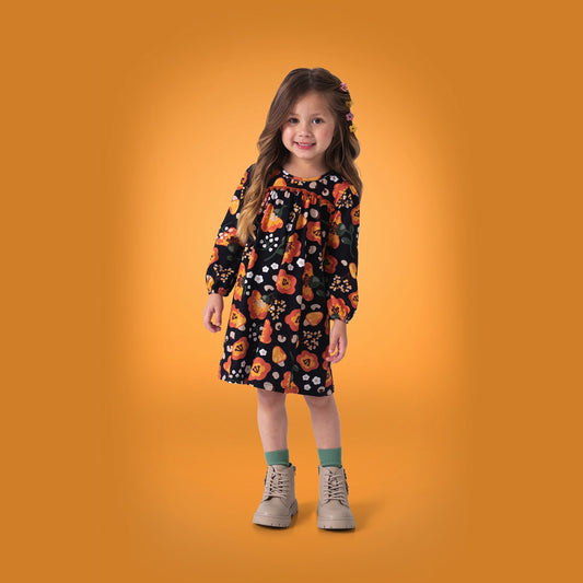 Nanai Black Floral Pom Pom Dress