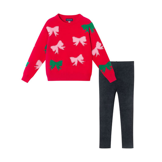 Andy & Evan Red Holiday Bow Tunic Set