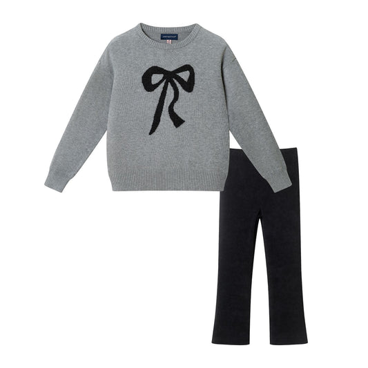 Andy & Evan Grey Bow Legging Set