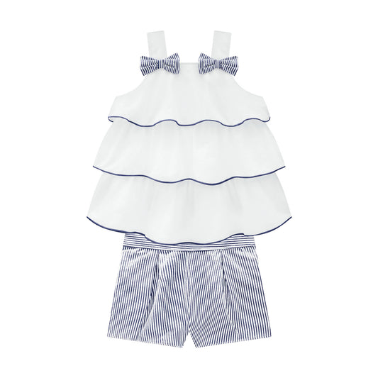 Milon Sky Blue Ruffle Pinstripe Set