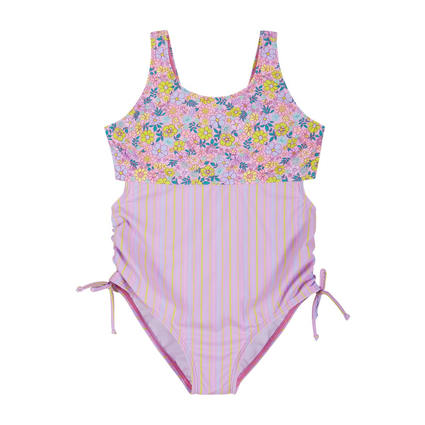 Andy & Evan Purple Floral Side Cut Swimsuit