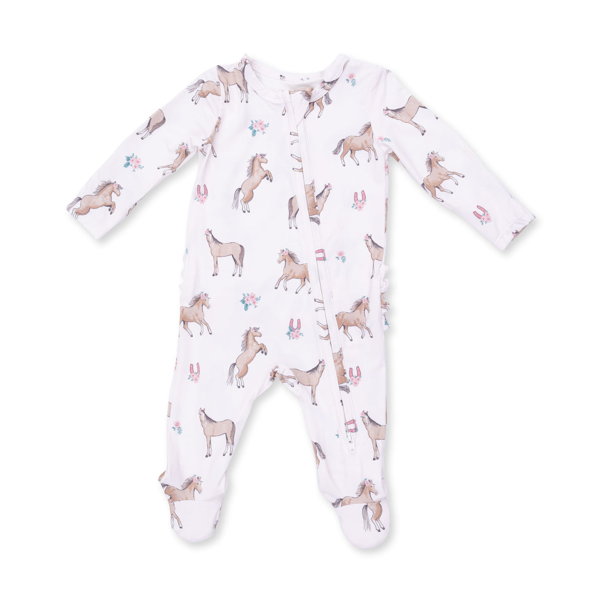 Angel Dear I love Horses Ruffle Footie