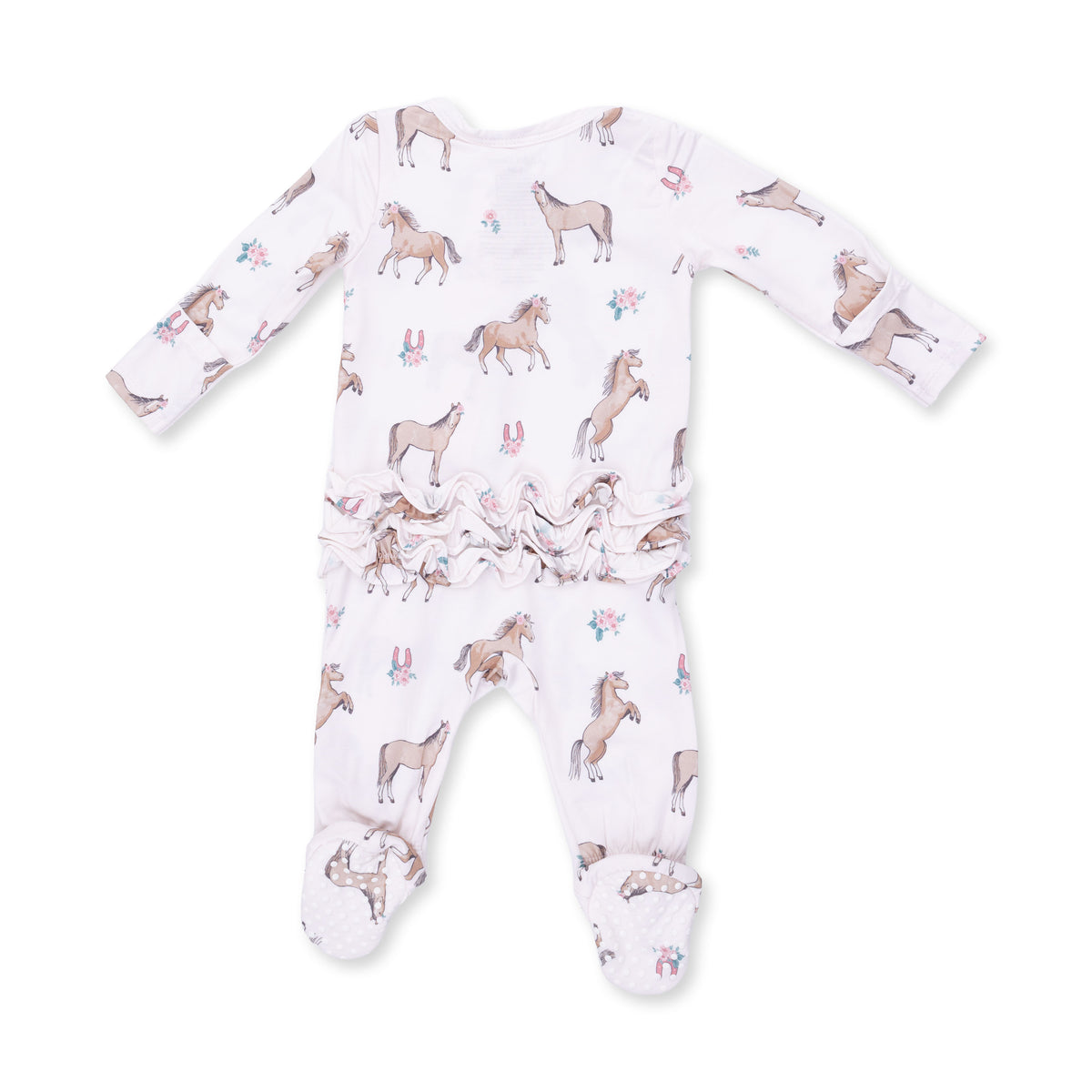 Angel Dear I love Horses Ruffle Footie