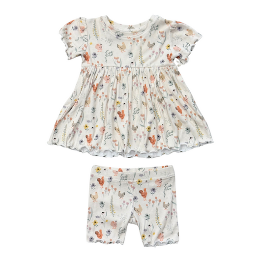 Babysprouts Floral Chicken Babydoll Tunic Set