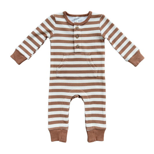 Babysprouts Caramel Stripe Waffle Romper