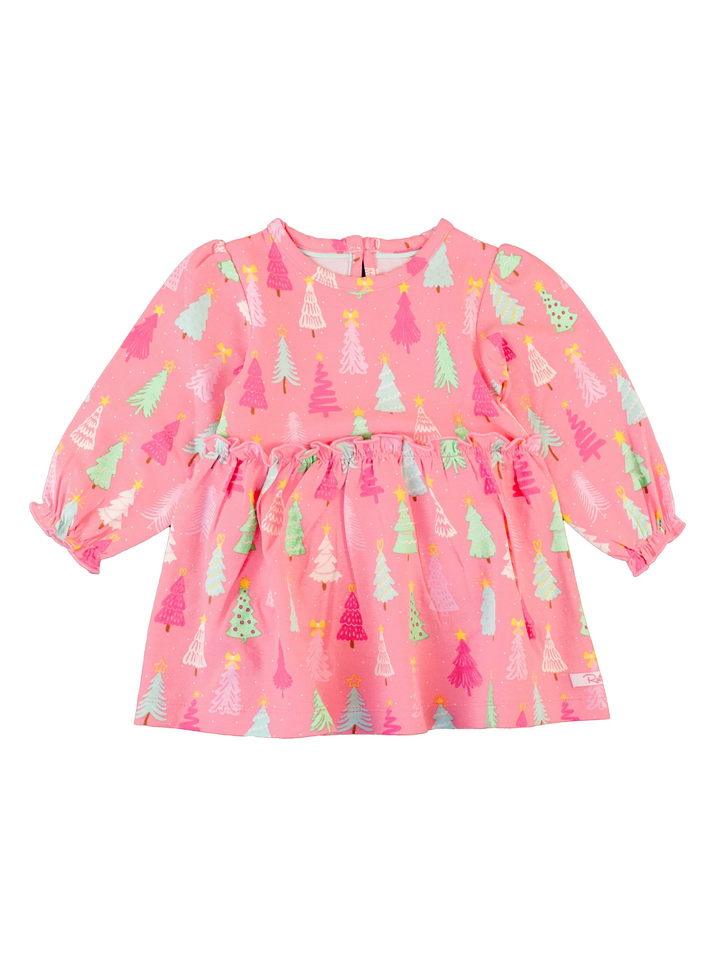 RuffleButts Merry Pink Pines Skirted Romper